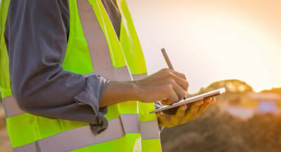 homme avec tablette checklists digitalisées HSE