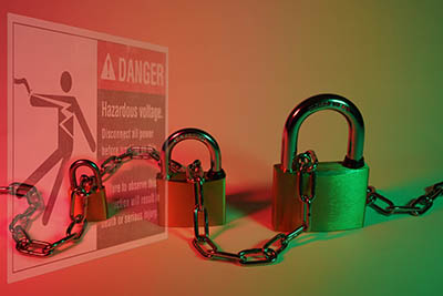 chaine de sécurité machine avec des cadenas symbolisant la consignation