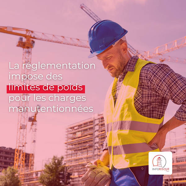 homme avec des EPI se tenant le dos avec texte sur les effets de la manutention manuelle